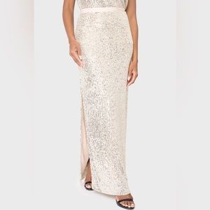 Gibsonlook x GLAM Sparkle & Champagne Shine Silver Sequin Maxi Skirt S
